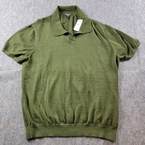 Todd Snyder Linen Cotton Montauk Polo size L Olive Green Short Sleeve $198